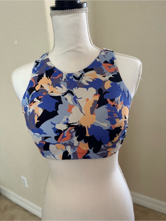 Athleta Other - Athleta Floral High-Neck Bikini Top in Blue, Navy, Peach